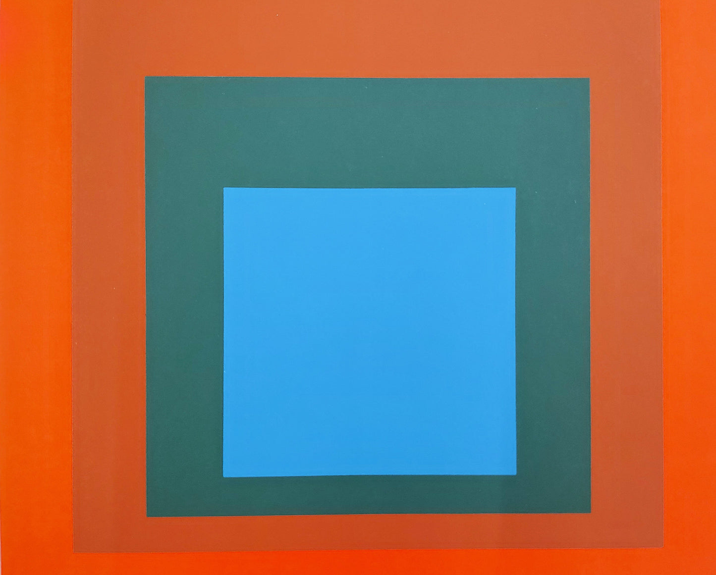 Josef ALBERS : Homage to the square blue + darkgreen with 2 reds - Sérigraphie en couleurs