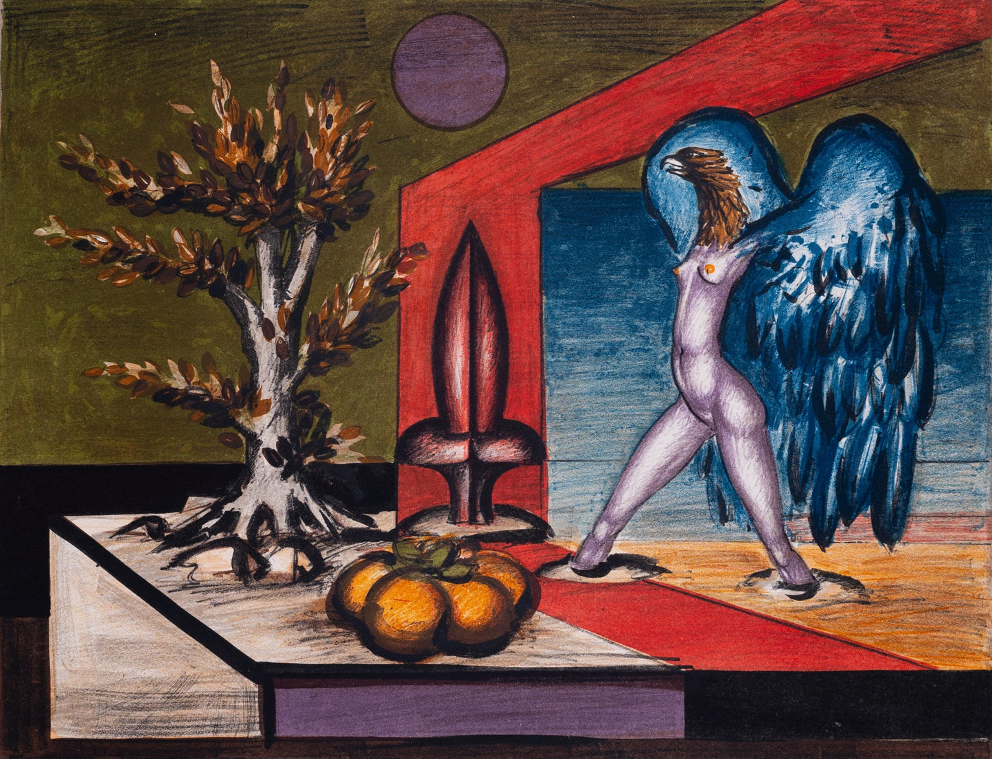 Franz PRIKING : Nature morte à la créature fantastique - Lithographie originale signée