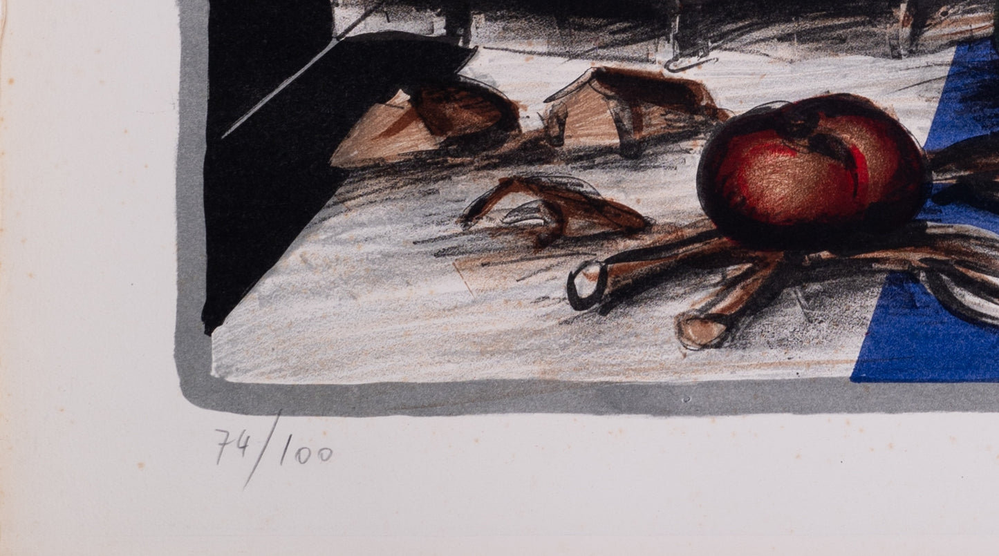 Franz PRIKING : Créature fantastique sous le soleil rouge - Lithographie originale signée