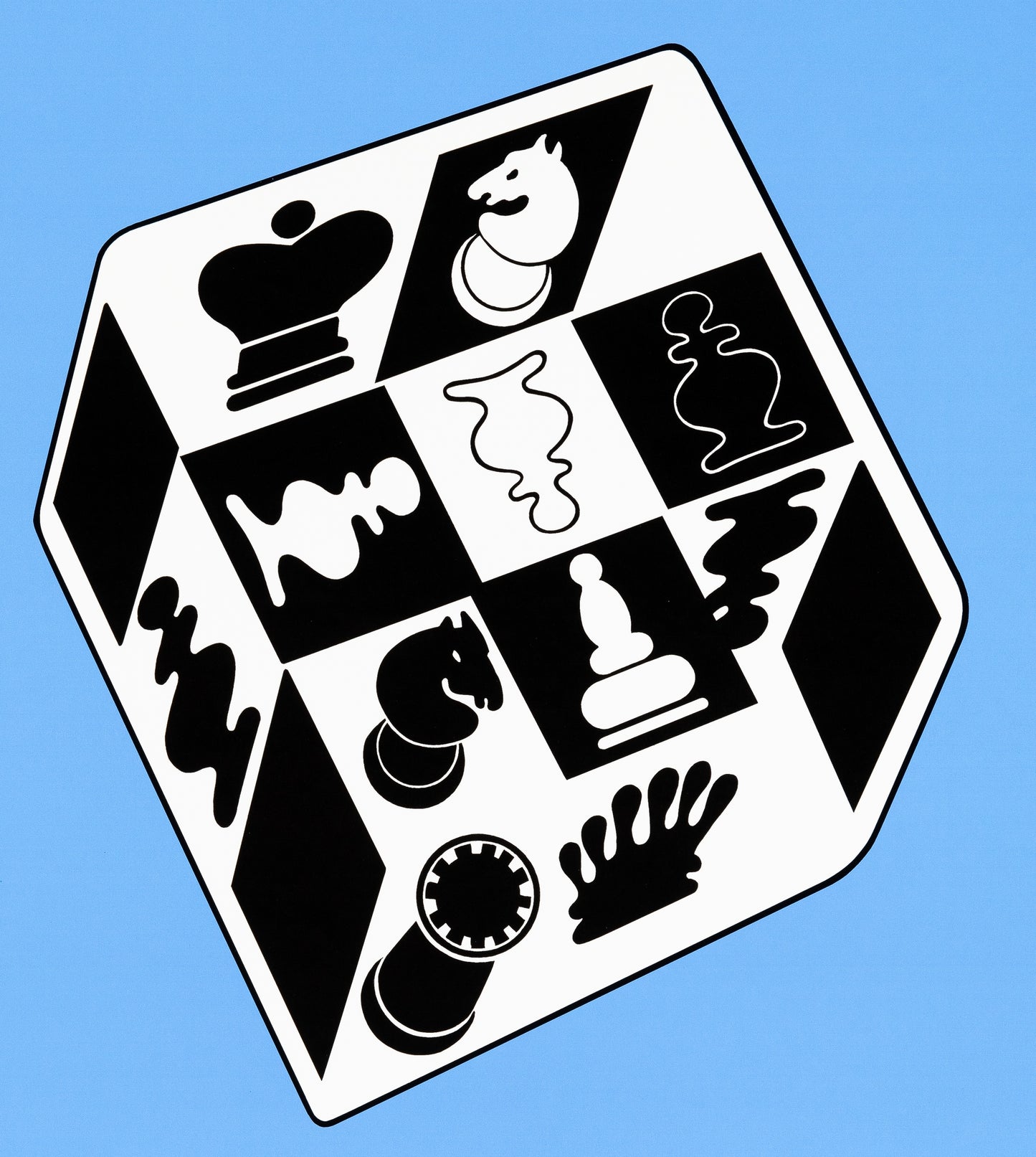 Victor VASARELY : Jeu d'échecs bleu - Affiche originale