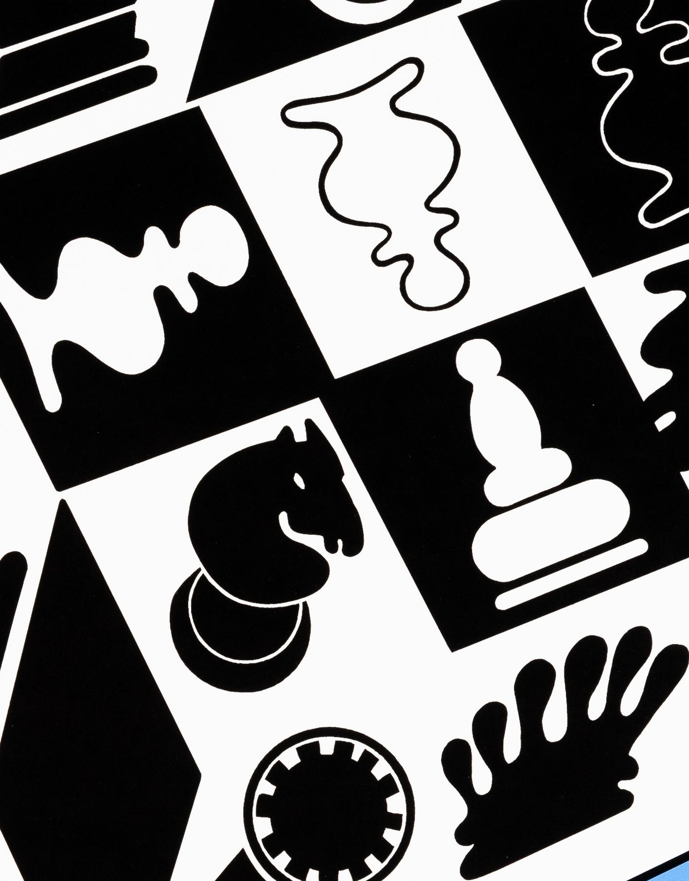 Victor VASARELY : Jeu d'échecs bleu - Affiche originale