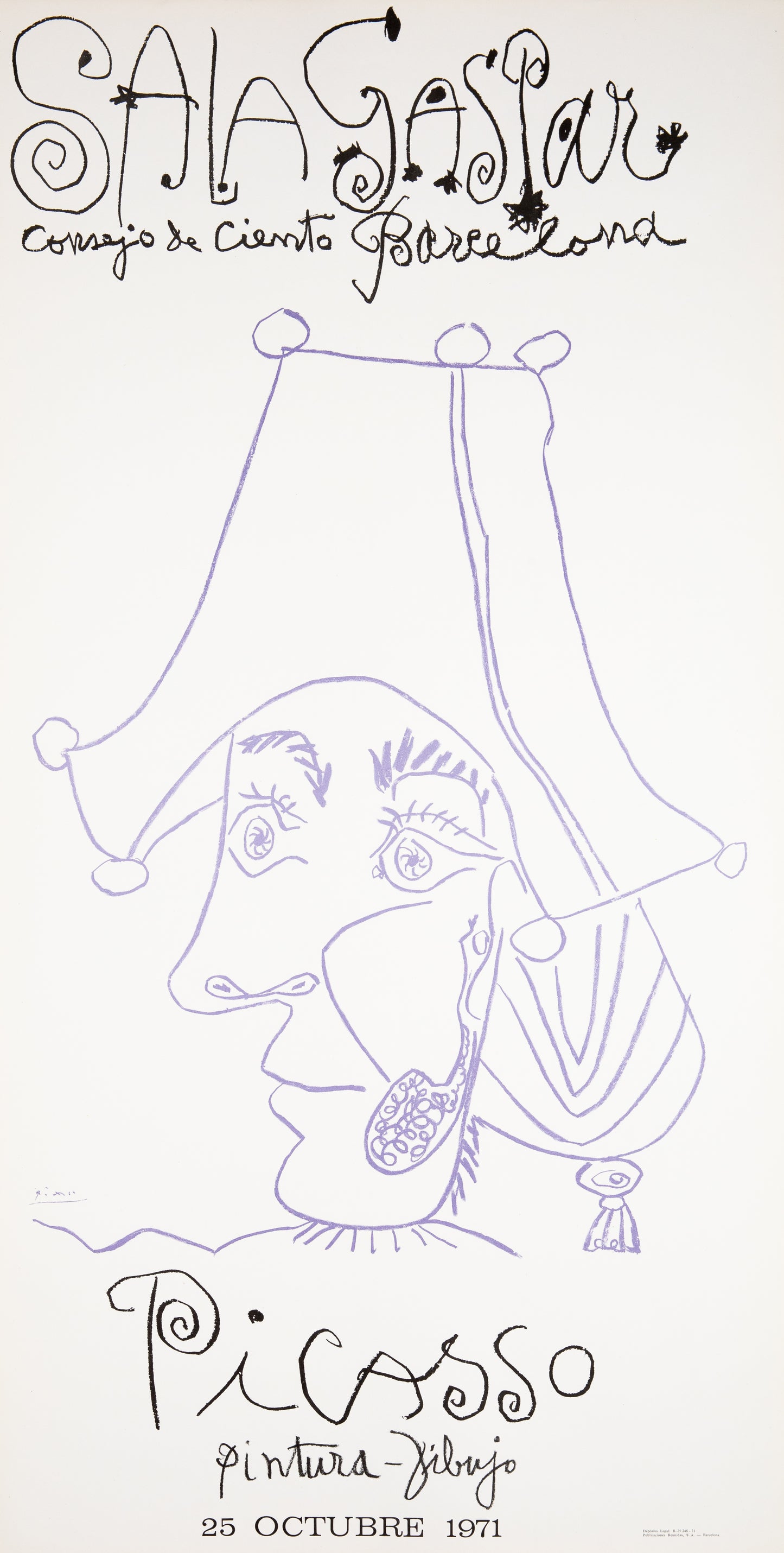 Pablo PICASSO : Exposition Sala Gaspar Barcelone - Affiche originale signée