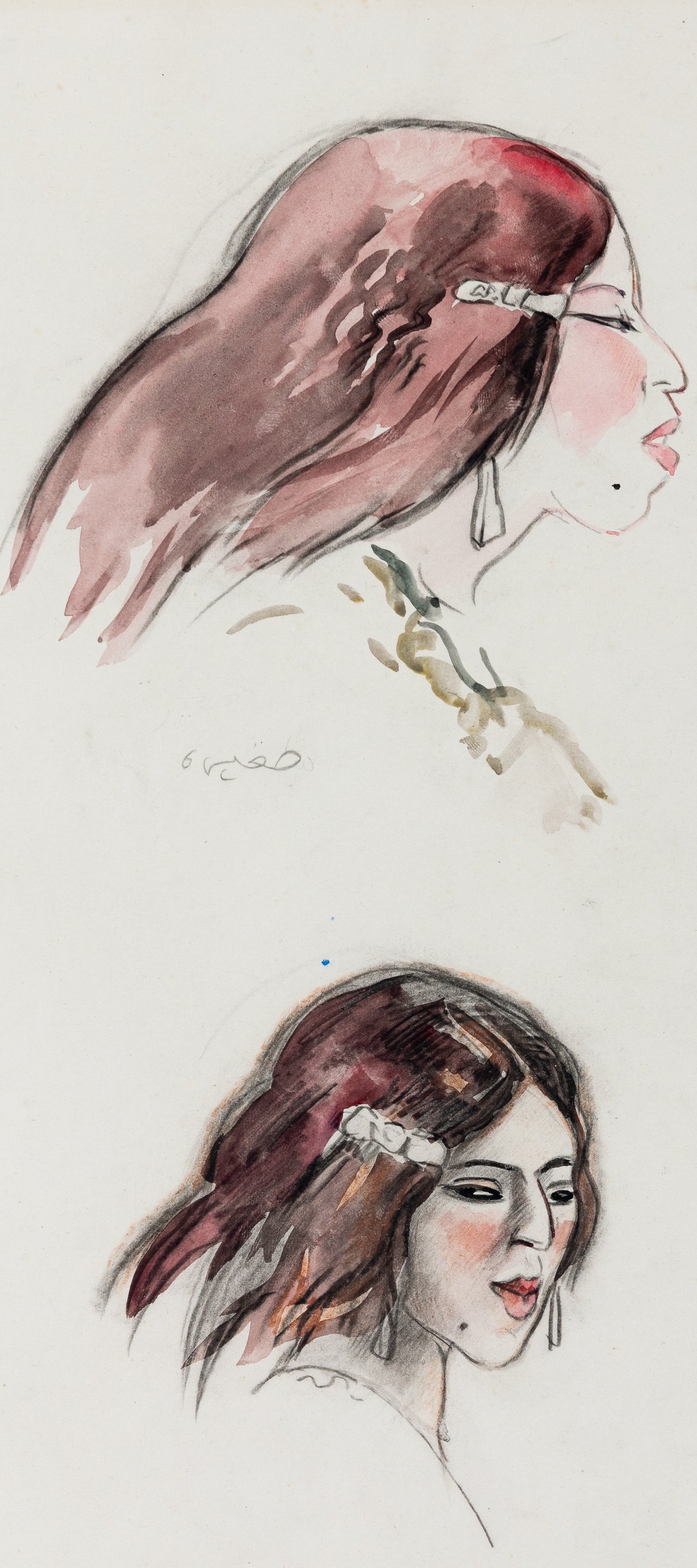 Jacques NAM : Srira, jeune rousse - Dessin original signé