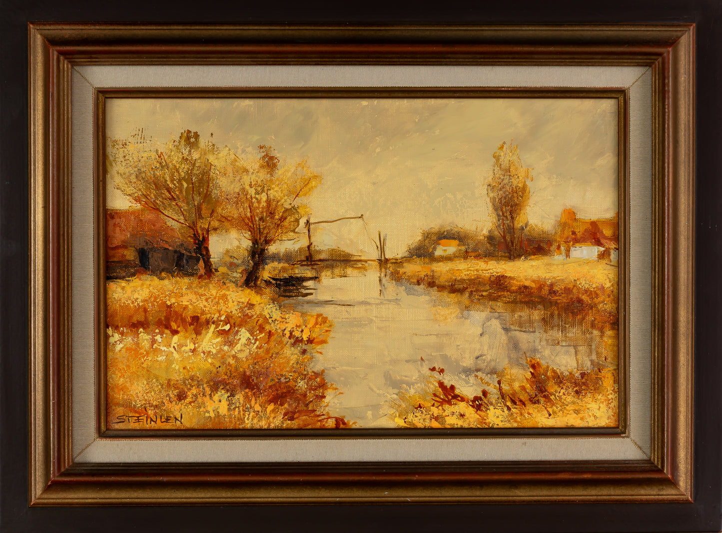 Aimé Daniel STEINLEN : Le pont levis - Huile sur toile signée