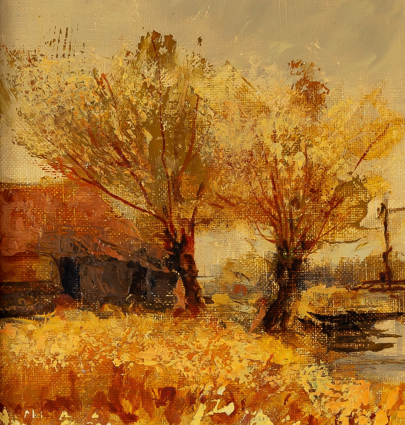 Aimé Daniel STEINLEN : Le pont levis - Huile sur toile signée