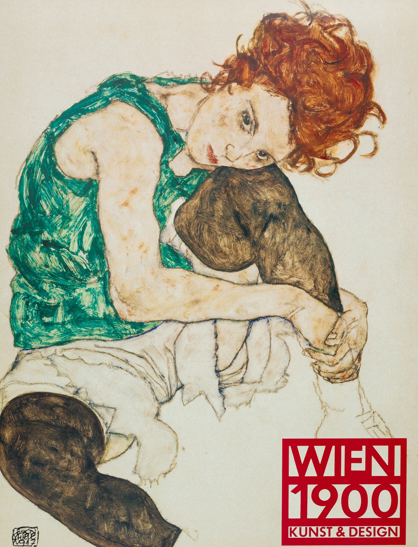 Egon SCHIELE : Femme Assise - Affiche originale
