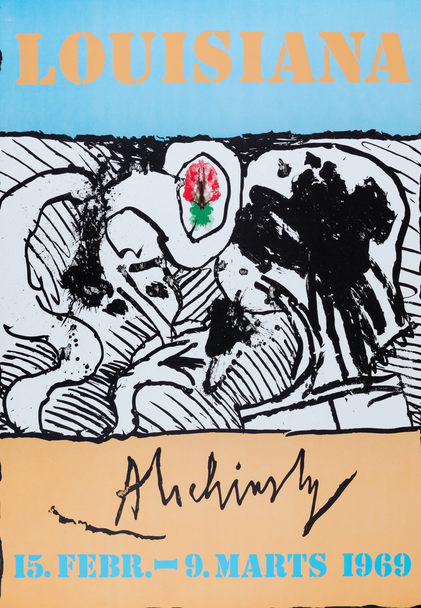Pierre ALECHINSKY : Formes et fleur - Affiche originale signée