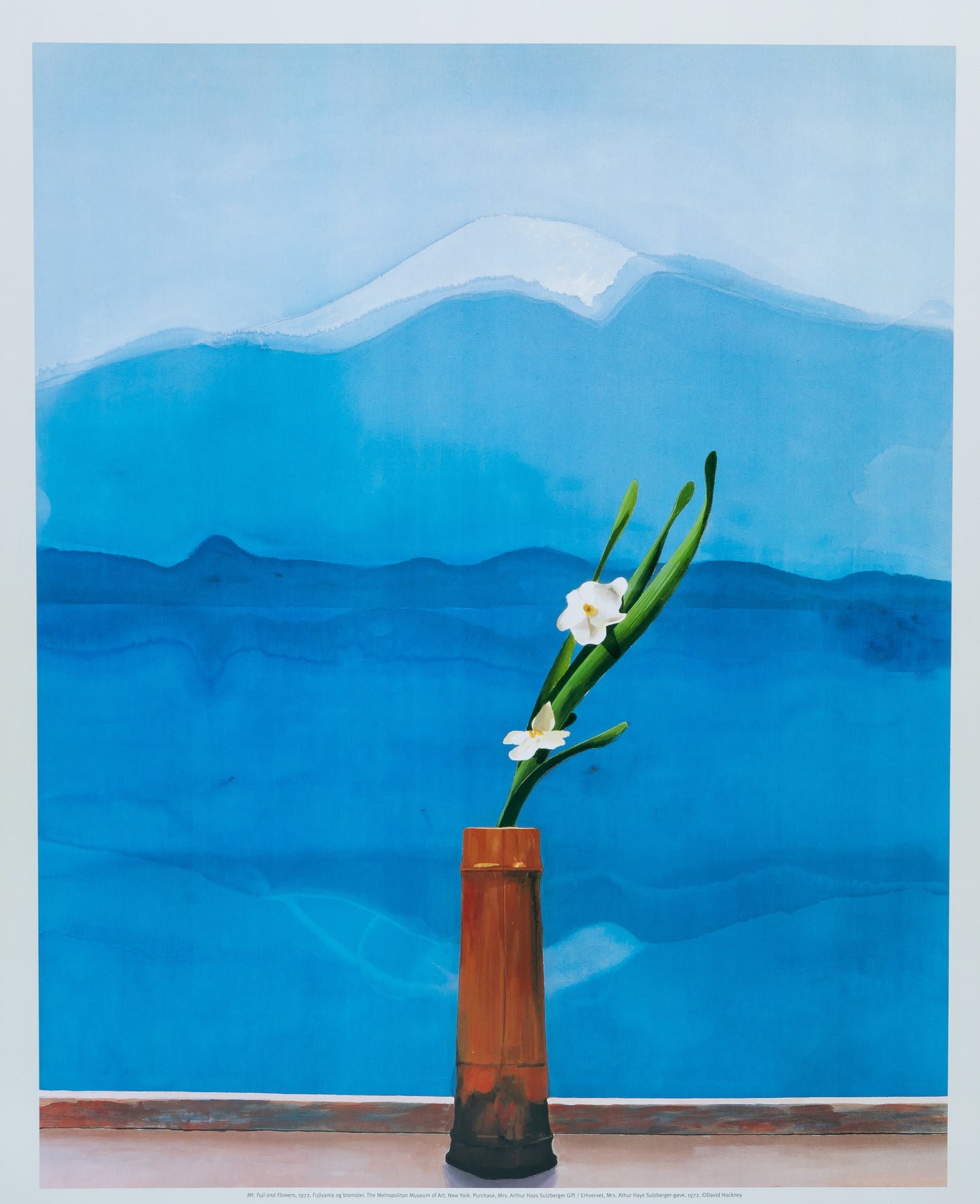 David HOCKNEY : Mont Fuji and Flowers - Affiche originale en couleurs