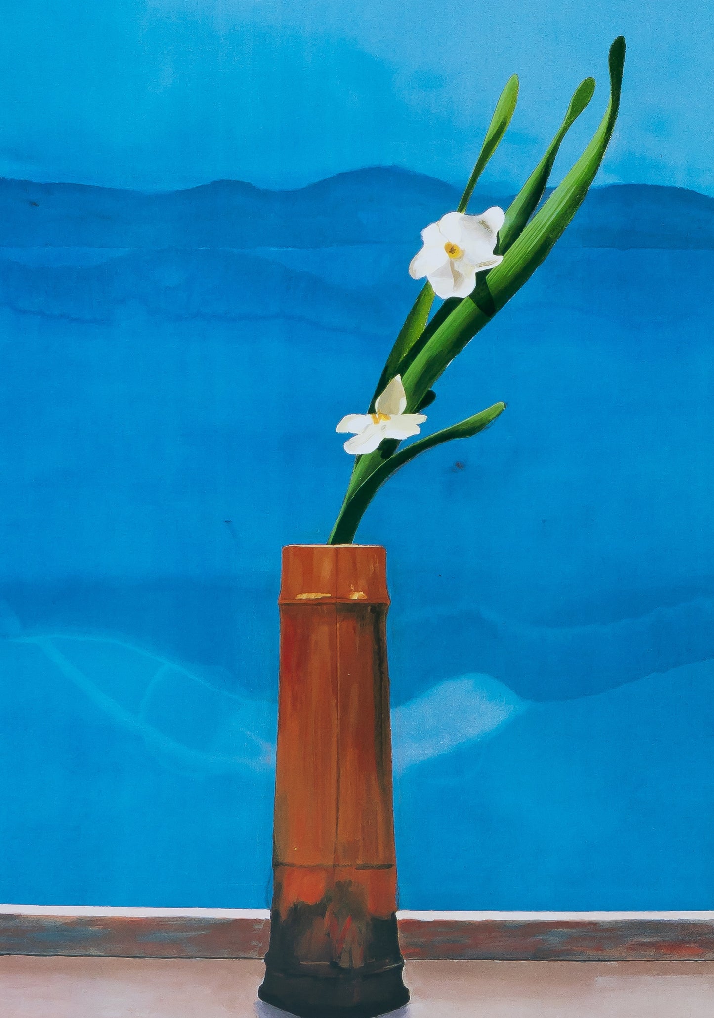 David HOCKNEY : Mont Fuji and Flowers - Affiche originale en couleurs