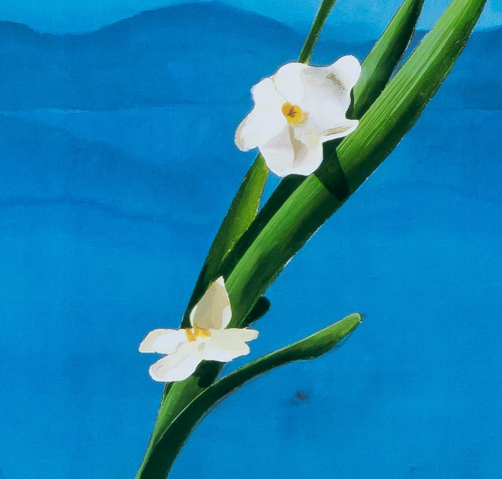 David HOCKNEY : Mont Fuji and Flowers - Affiche originale en couleurs