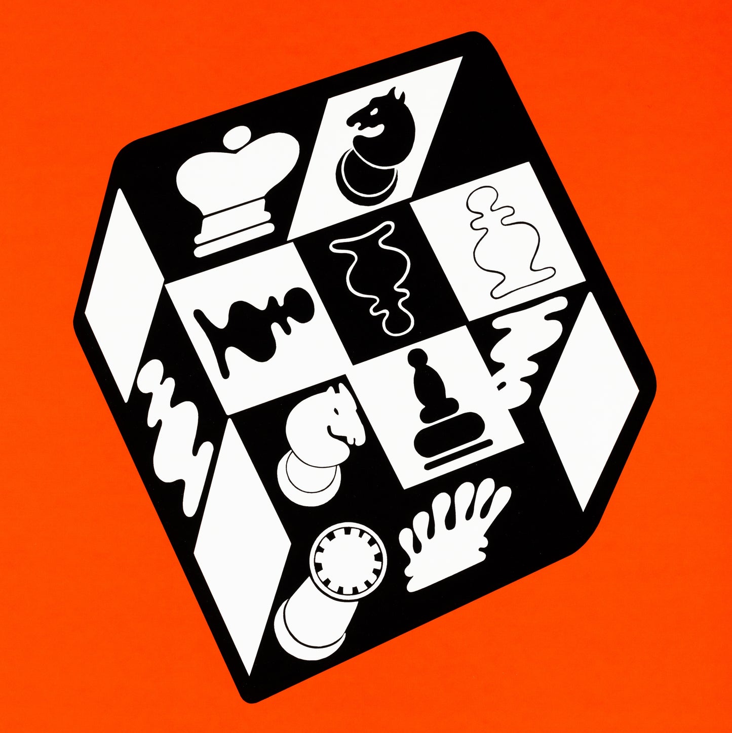 Victor VASARELY : Jeu d'échecs rouge - Affiche originale