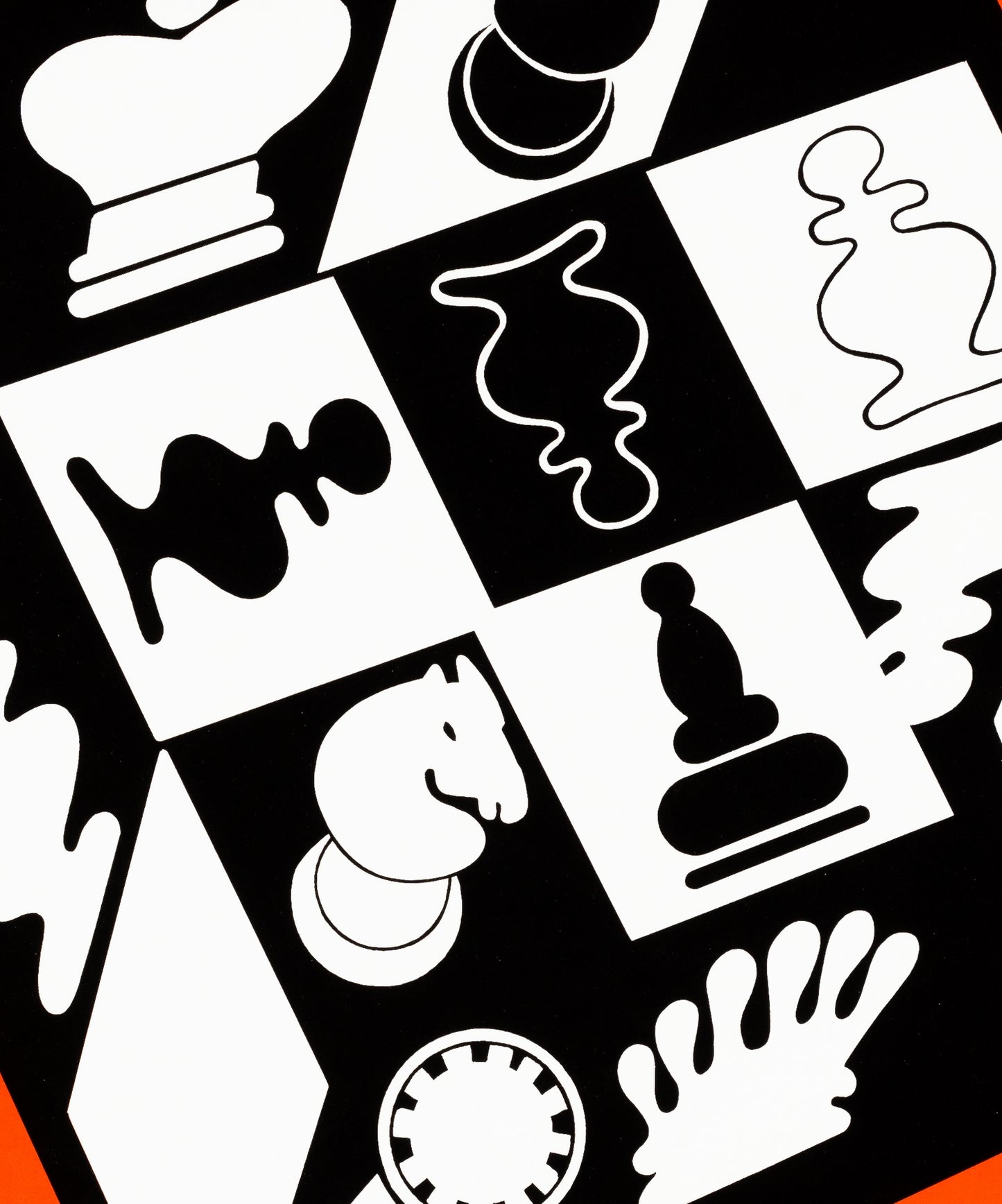 Victor VASARELY : Jeu d'échecs rouge - Affiche originale