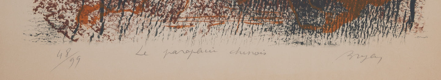 Camille BRYEN : Le parapluie chinois - Lithographie originale signée