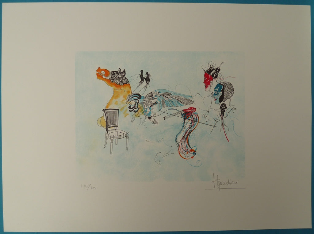 François BOUCHEIX : Le Carnaval Surréaliste - Lithographie originale signée