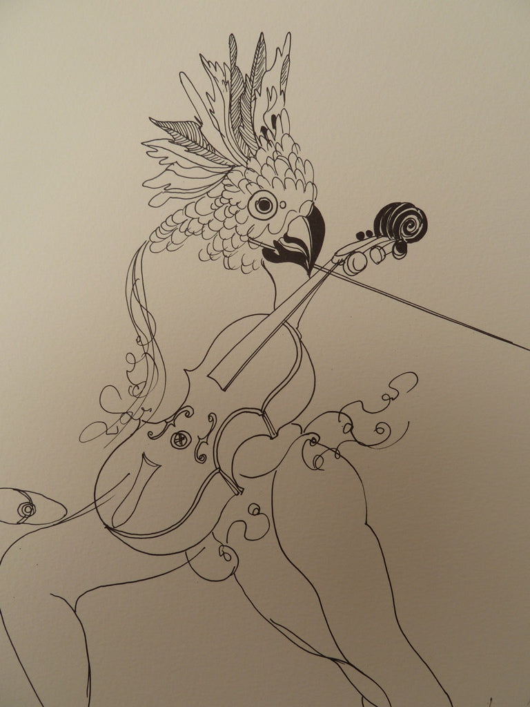 François BOUCHEIX : Les Coqs Musiciens - Lithographie originale signée