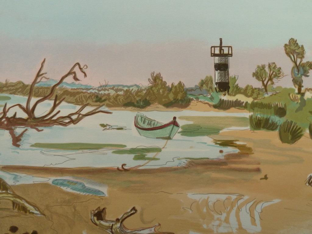 Yves BRAYER : Barque au petit Rhône- Lithographie originale signée