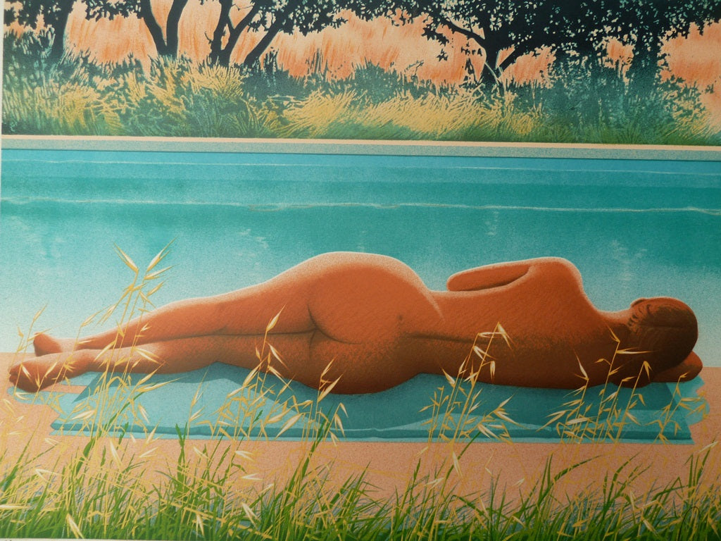 Daniel SCIORA : Nu autour de la piscine - Lithographie originale signée