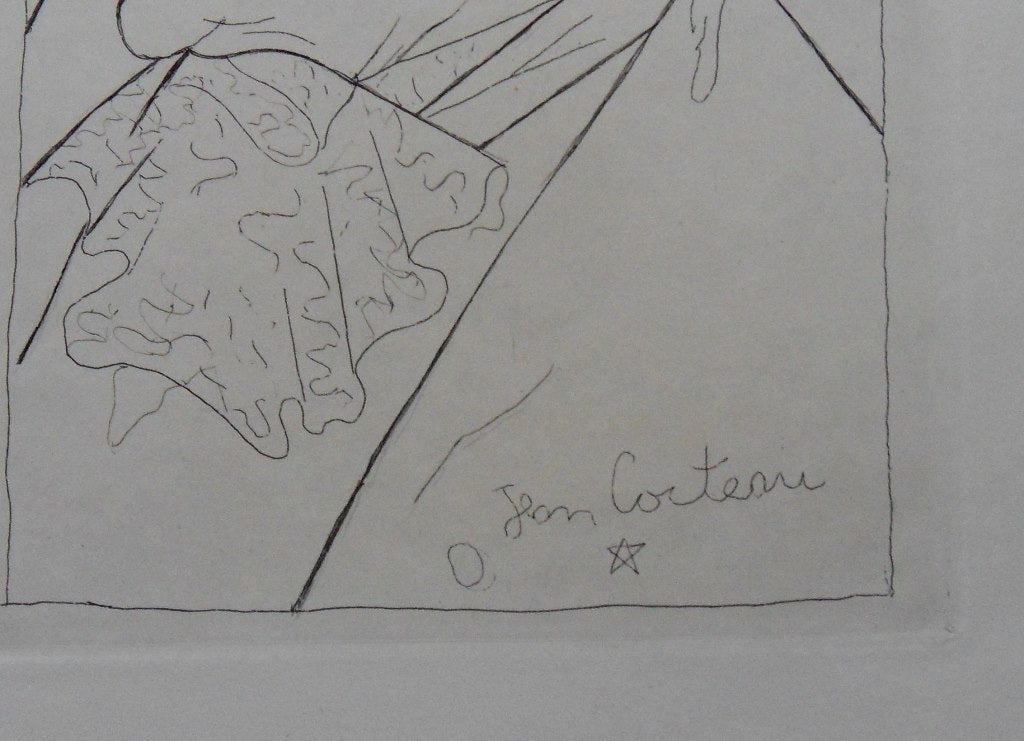 Jean COCTEAU : Portrait de Colette - Gravure signée