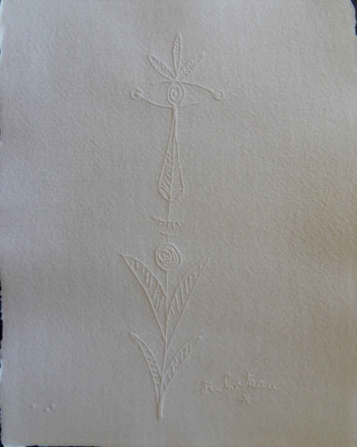 Jean COCTEAU : Profil fleuri - Gravure signée