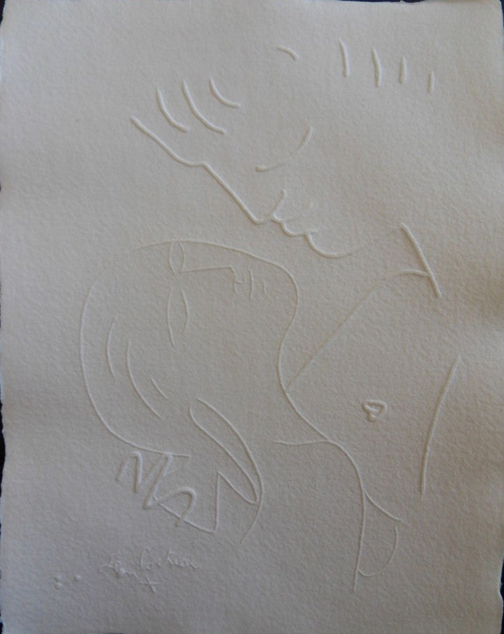 Jean COCTEAU : Couple amoureux - Gravure signée