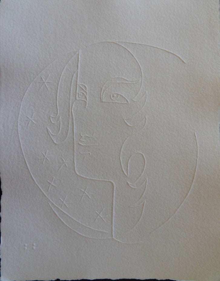 Jean COCTEAU : Femme aux étoiles - Gravure