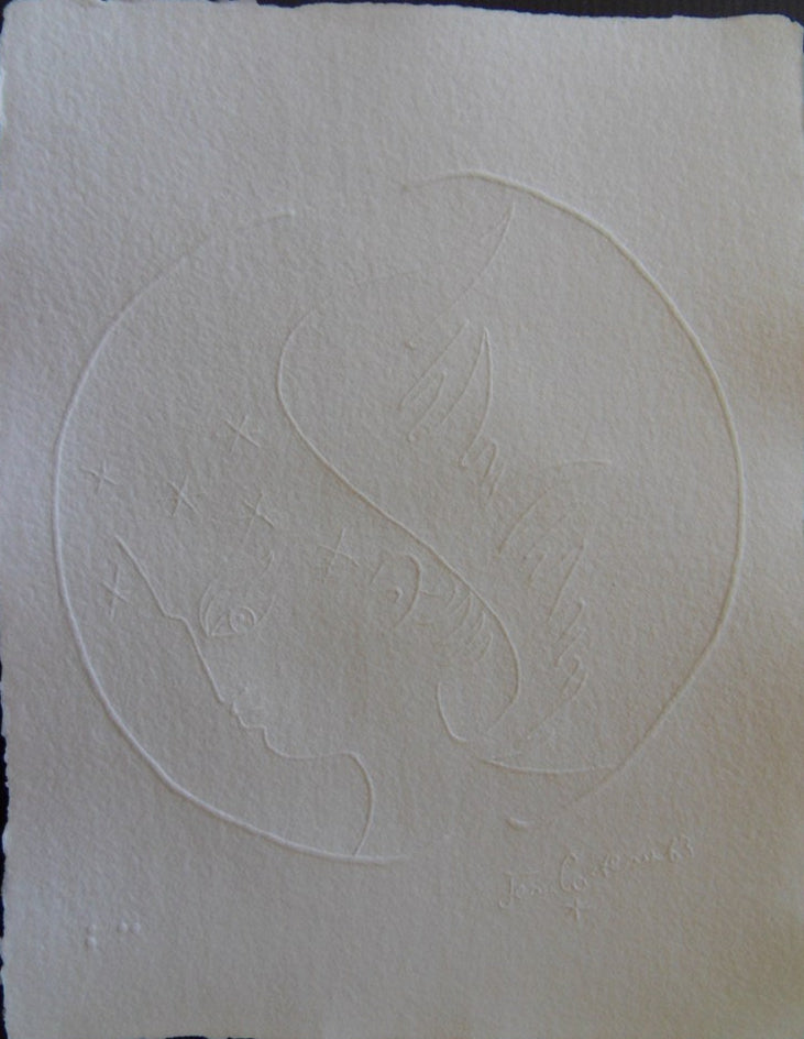Jean COCTEAU : Visage d'Ange à l'étoile - Gravure signée