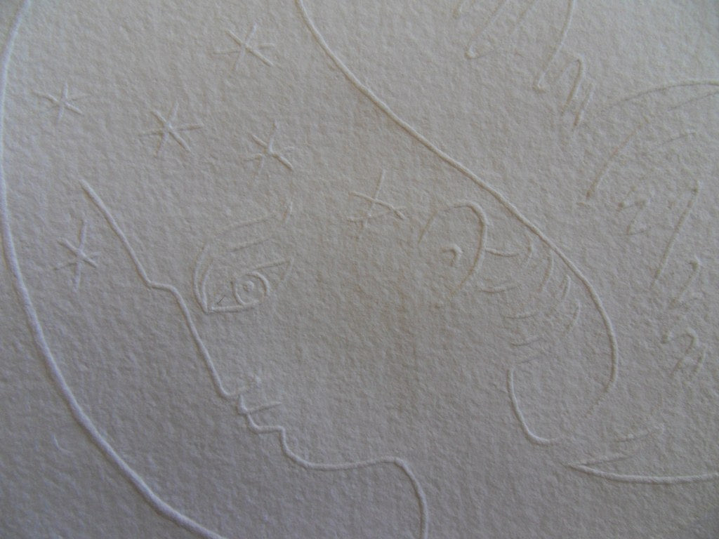 Jean COCTEAU : Visage d'Ange à l'étoile - Gravure signée
