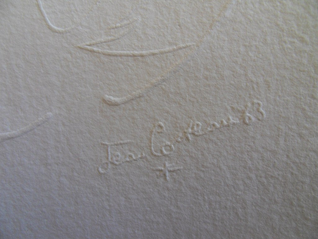 Jean COCTEAU : Visage d'Ange à l'étoile - Gravure signée