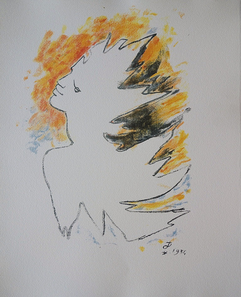 Jean COCTEAU : Homme flamboyant - Lithographie signée
