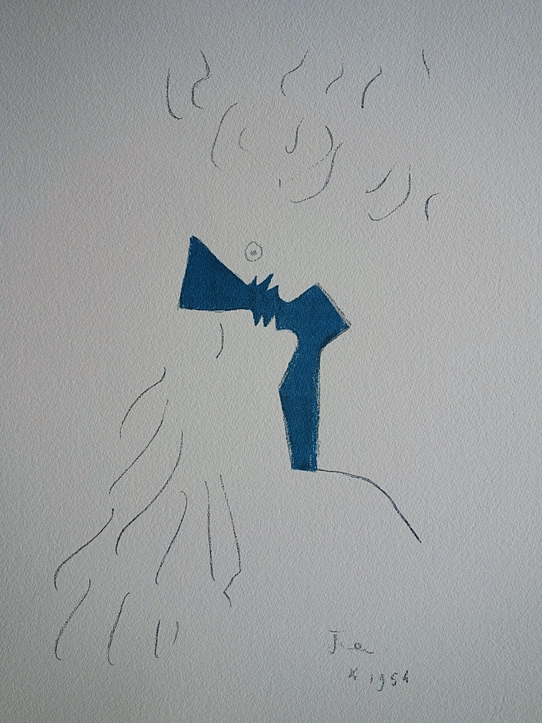 Jean COCTEAU : Baiser sur fond d’Azur - Lithographie signée
