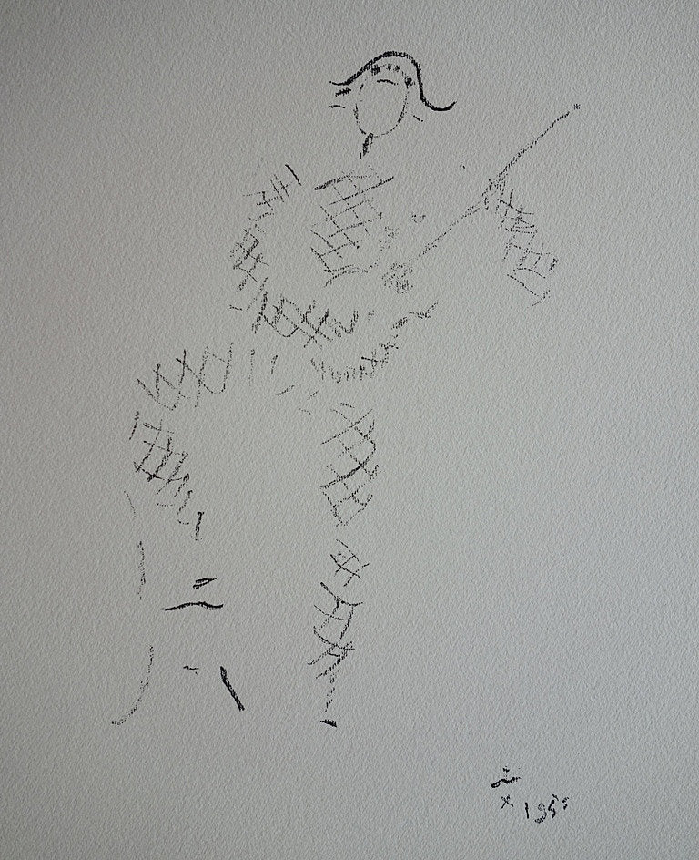 Jean COCTEAU : Arlequin à la guitare - Lithographie signée