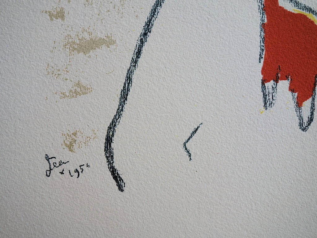 Jean COCTEAU : Femme au manteau de feu - Lithographie signée