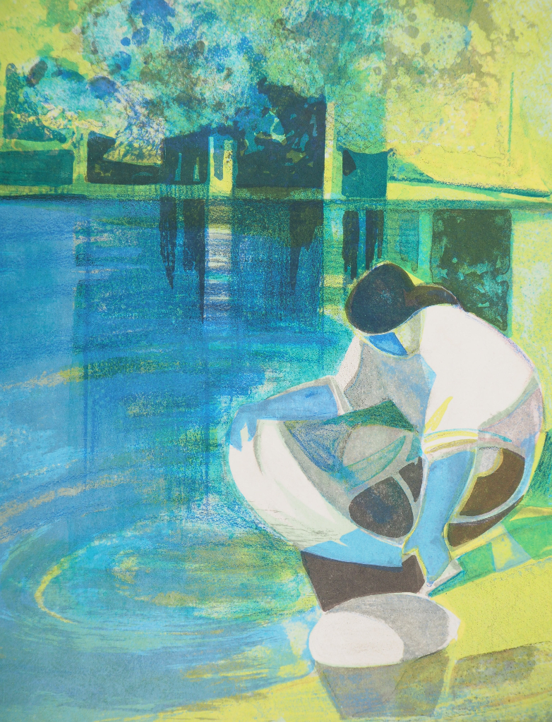 Camille HILAIRE : La Lavandière - Lithographie originale signée