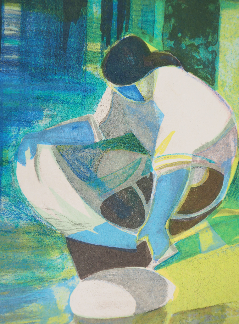 Camille HILAIRE : La Lavandière - Lithographie originale signée