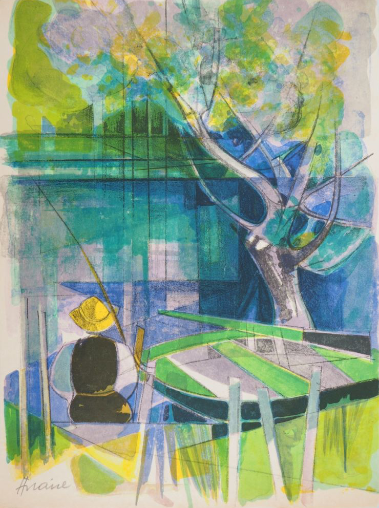 Camille HILAIRE : Le pêcheur - Lithographie originale signée
