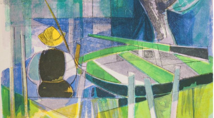 Camille HILAIRE : Le pêcheur - Lithographie originale signée