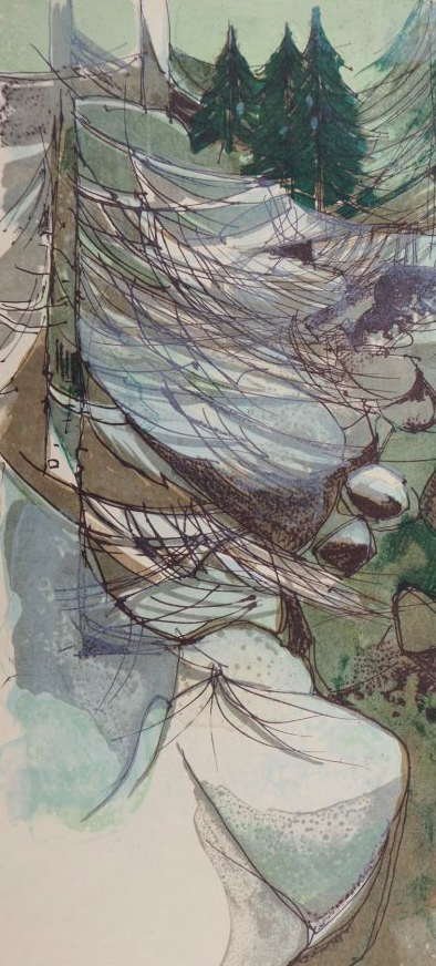 Camille HILAIRE : Torrent en hiver - Lithographie originale signée