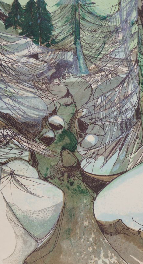 Camille HILAIRE : Torrent en hiver - Lithographie originale signée