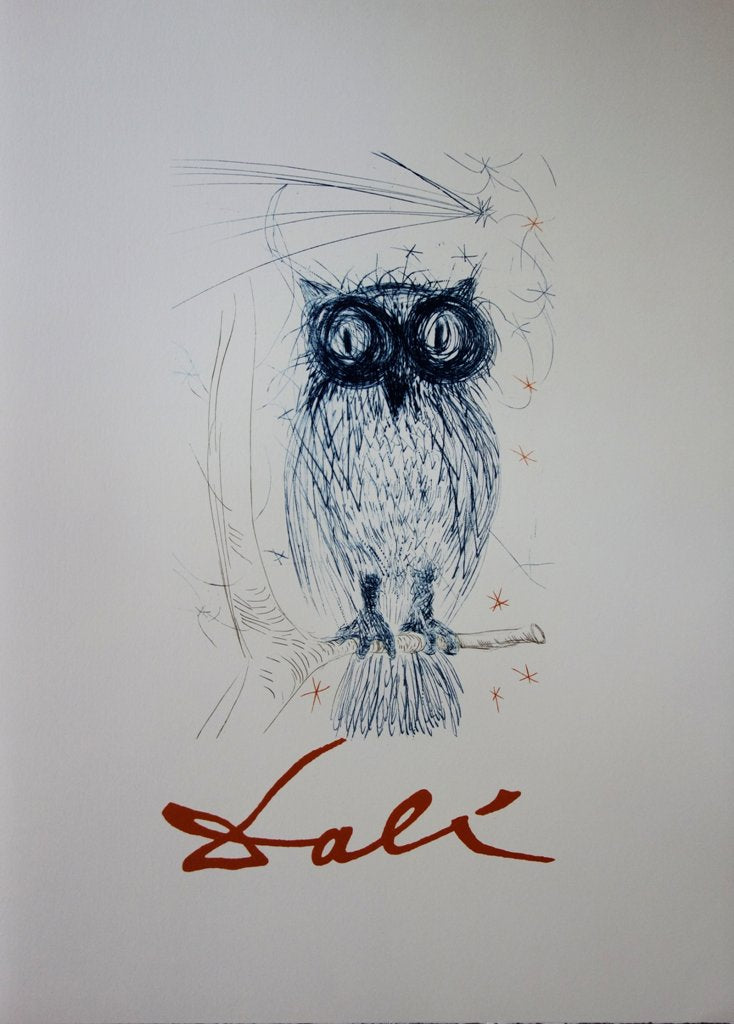 Salvador DALI : La Chouette Bleue - Lithographie signée