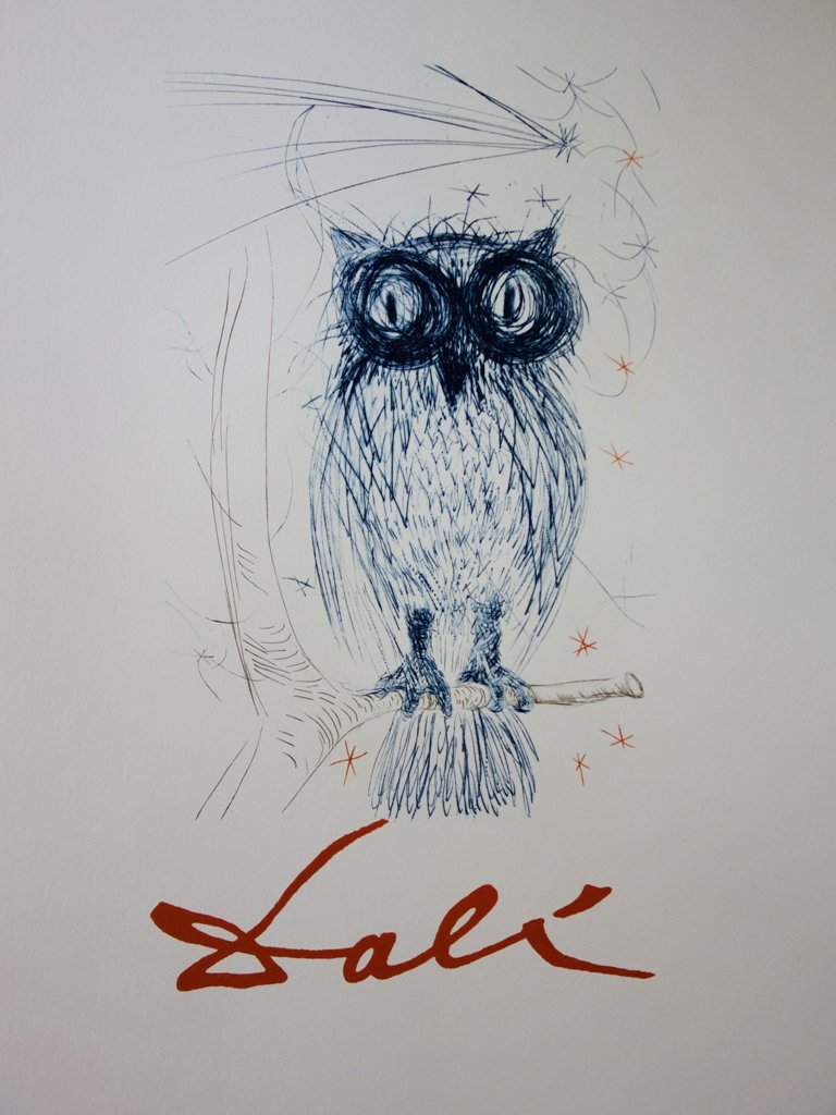 Salvador DALI : La Chouette Bleue - Lithographie signée