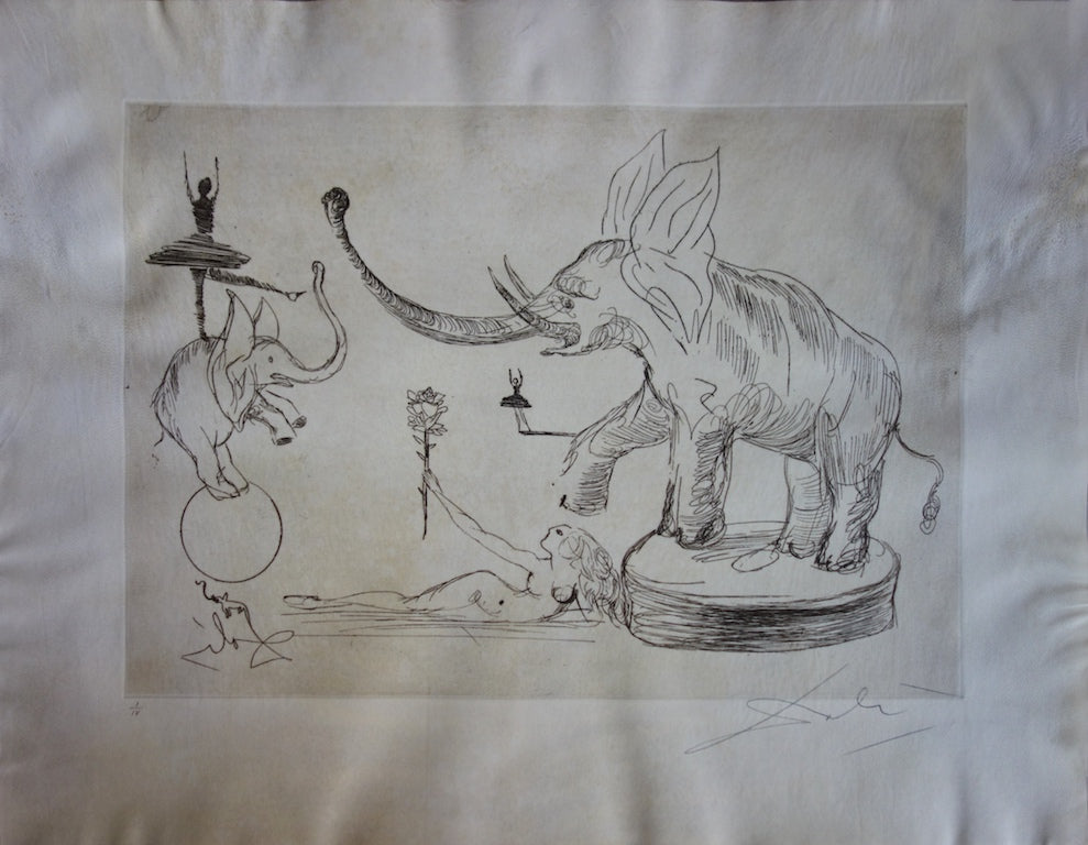 Salvador DALI : Eléphants - Gravure originale signée