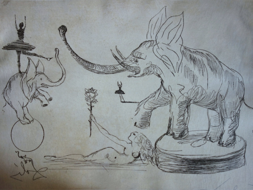 Salvador DALI : Eléphants - Gravure originale signée