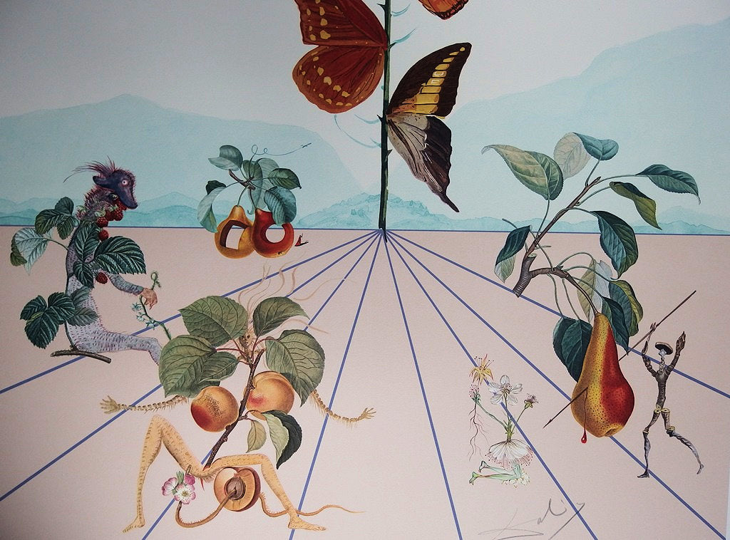 Salvador DALI : Flordali II, La rose papillon - Lithographie originale signée