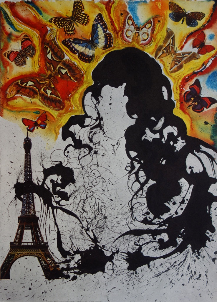 Salvador DALI : Paris - Lithographie originale signée SNCF, Suite Papillon