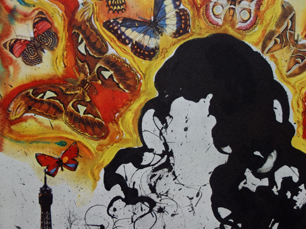 Salvador DALI : Paris - Lithographie originale signée SNCF, Suite Papillon