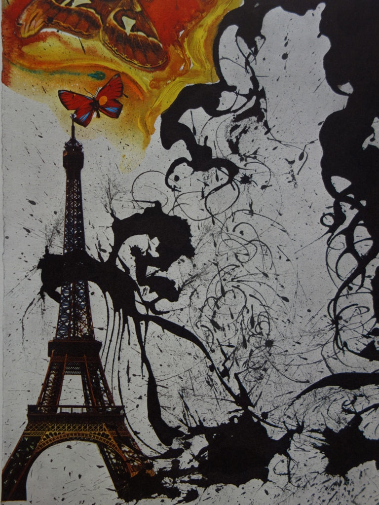 Salvador DALI : Paris - Lithographie originale signée SNCF, Suite Papillon