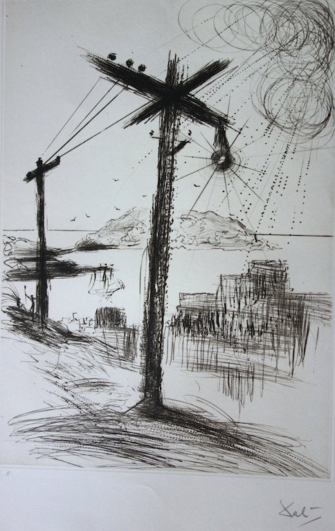 Salvador DALI : Telegraph Hill - Gravure originale signée
