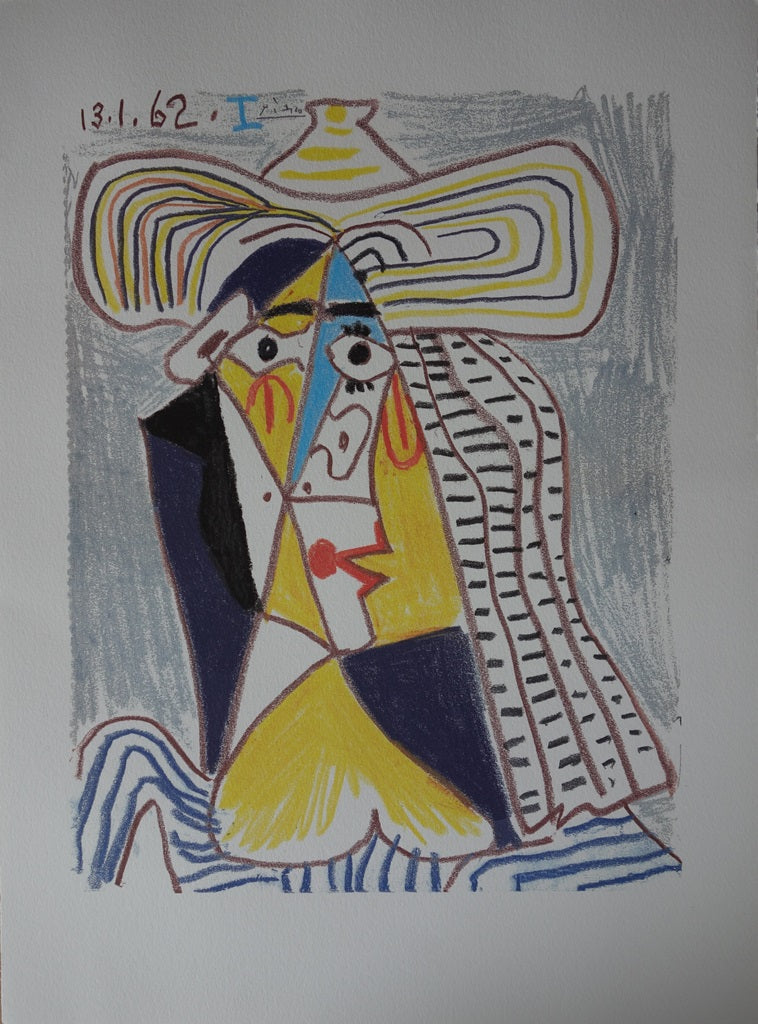 Pablo PICASSO : Personnage cubiste - Lithographie signée
