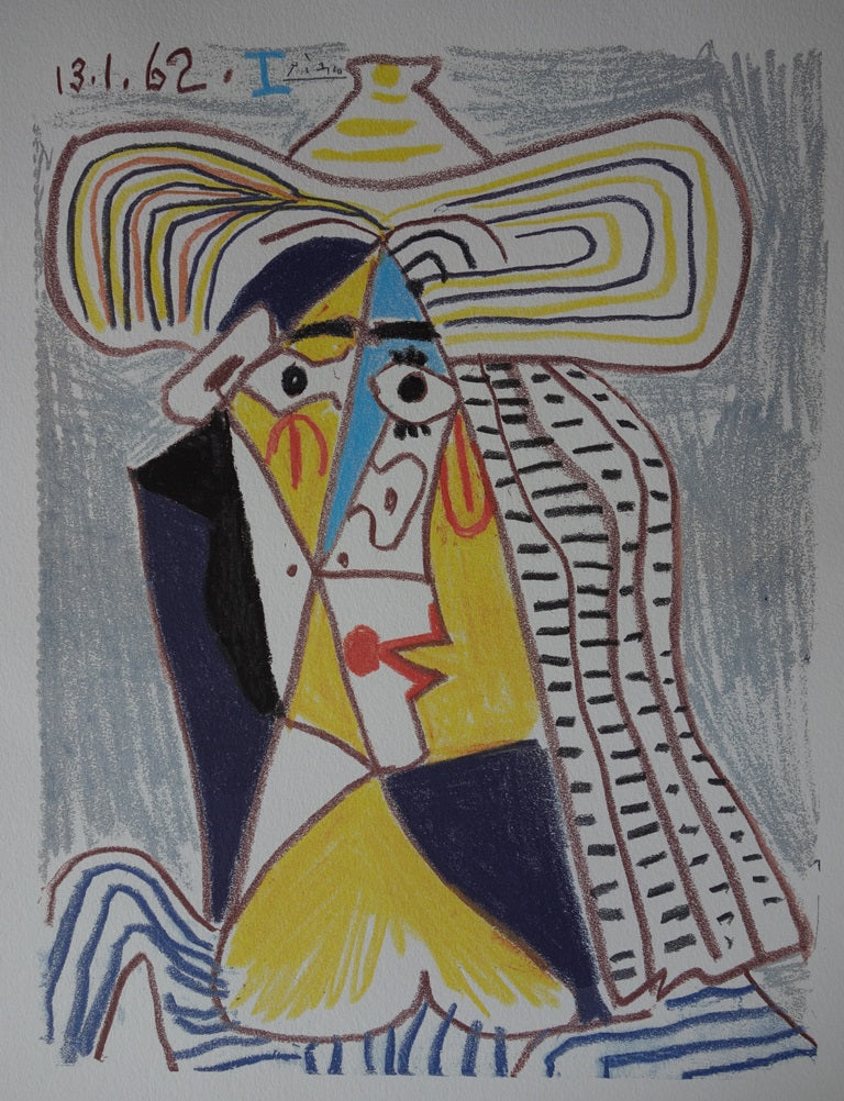 Pablo PICASSO : Personnage cubiste - Lithographie signée