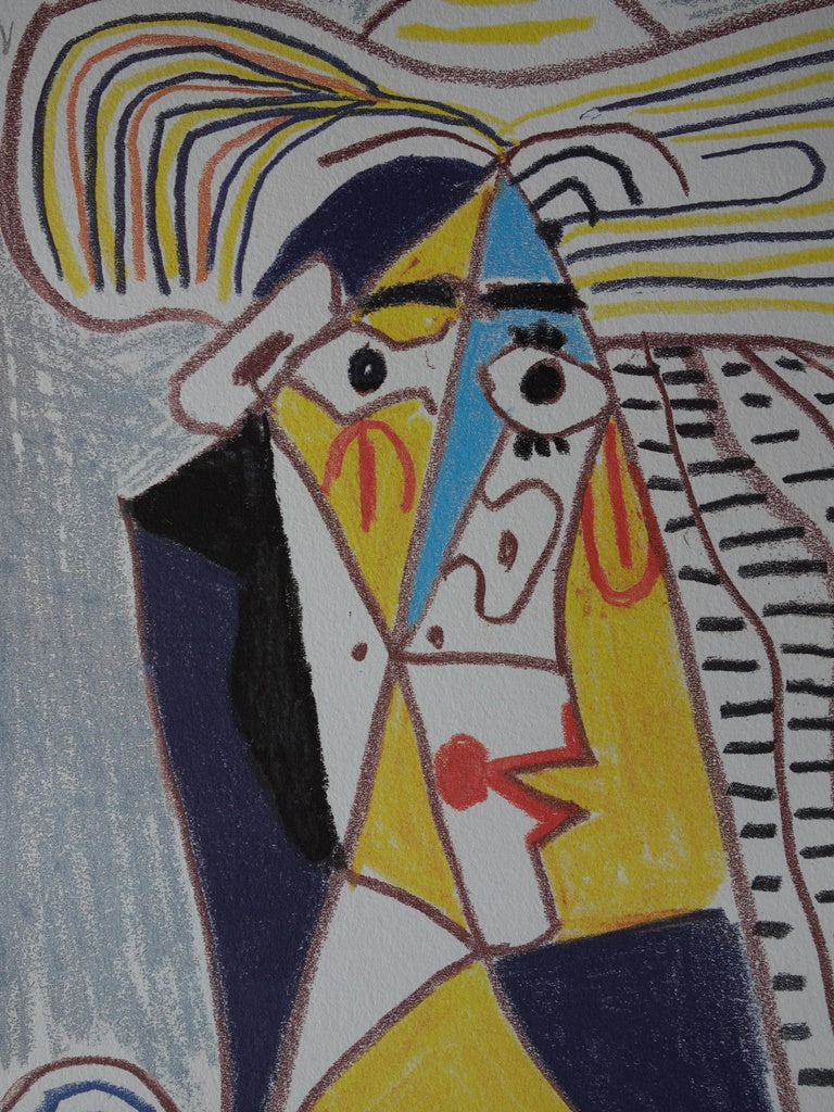 Pablo PICASSO : Personnage cubiste - Lithographie signée